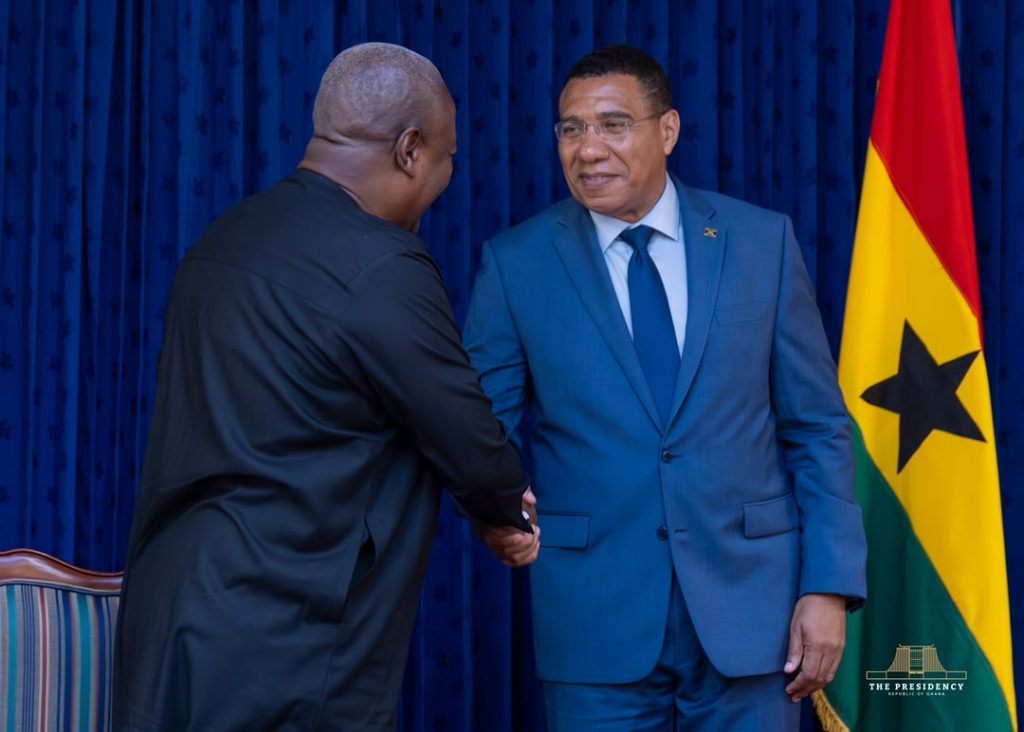 Mahama and Holness meet during the August 2026 Ghana-Jamaica visit