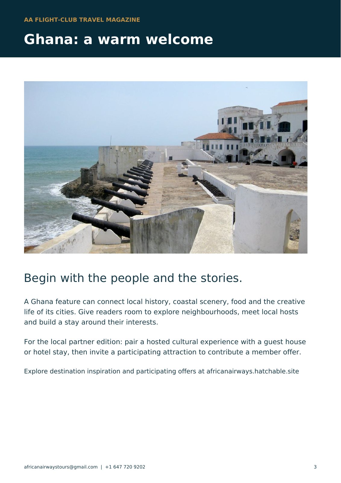 AA Flight-Club launch issue, page 3: Ghana destination feature