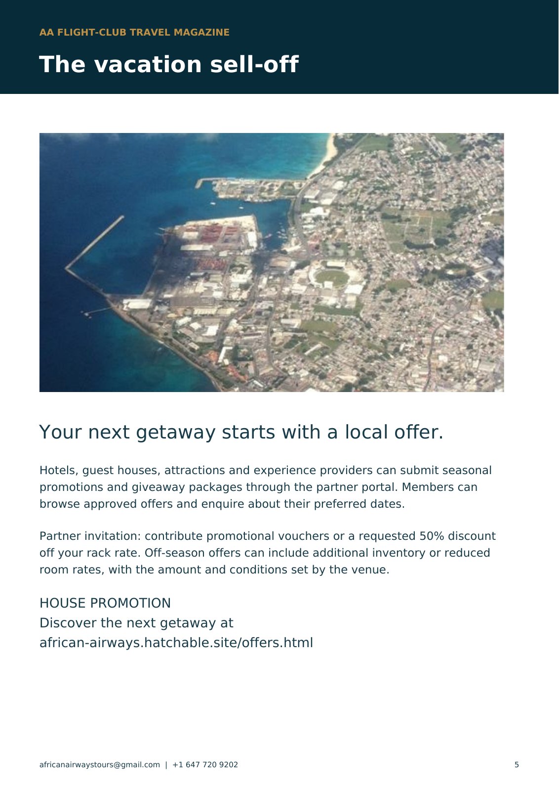 AA Flight-Club launch issue, page 5: Vacation sell-off