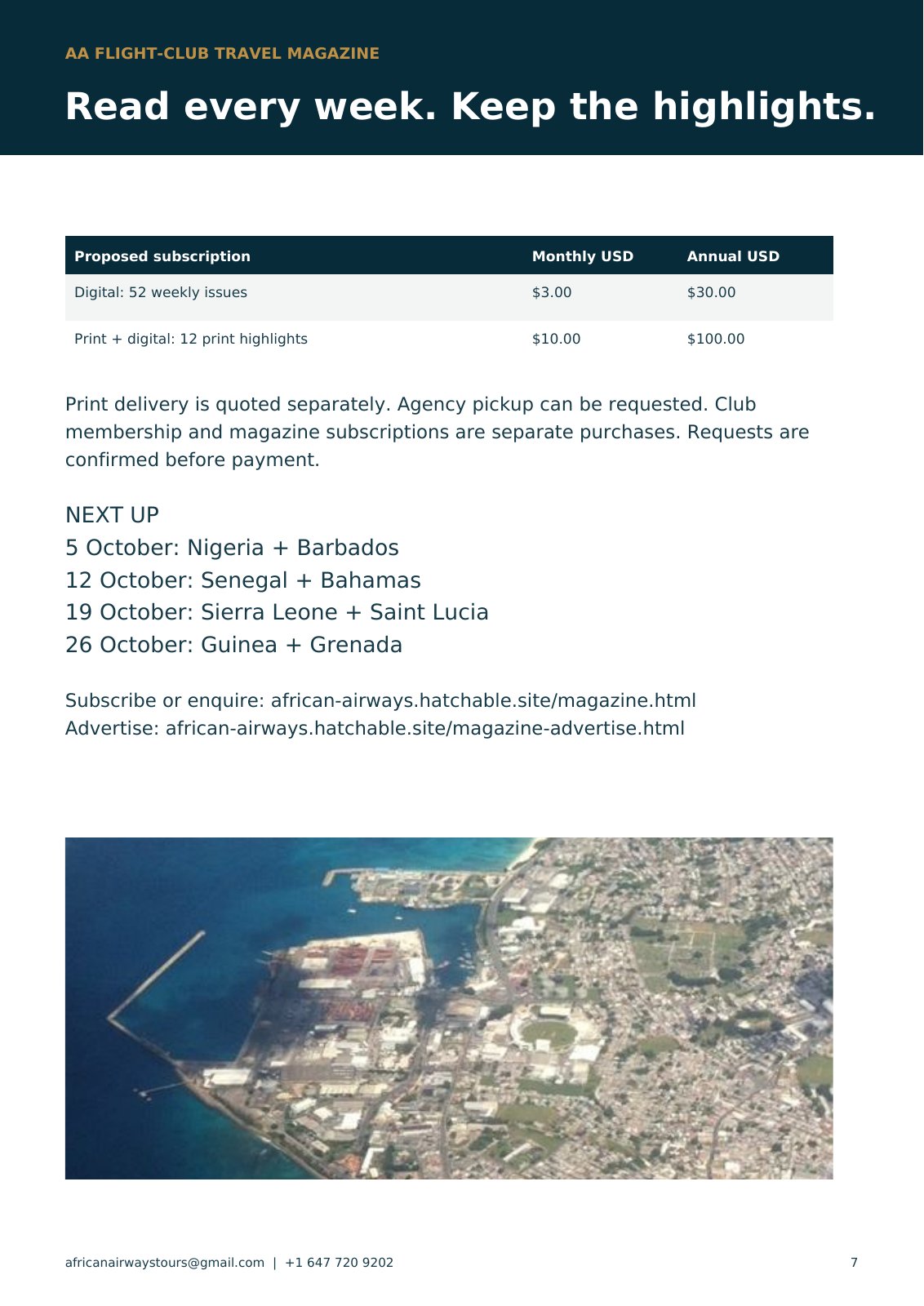 AA Flight-Club launch issue, page 7: Magazine subscriptions